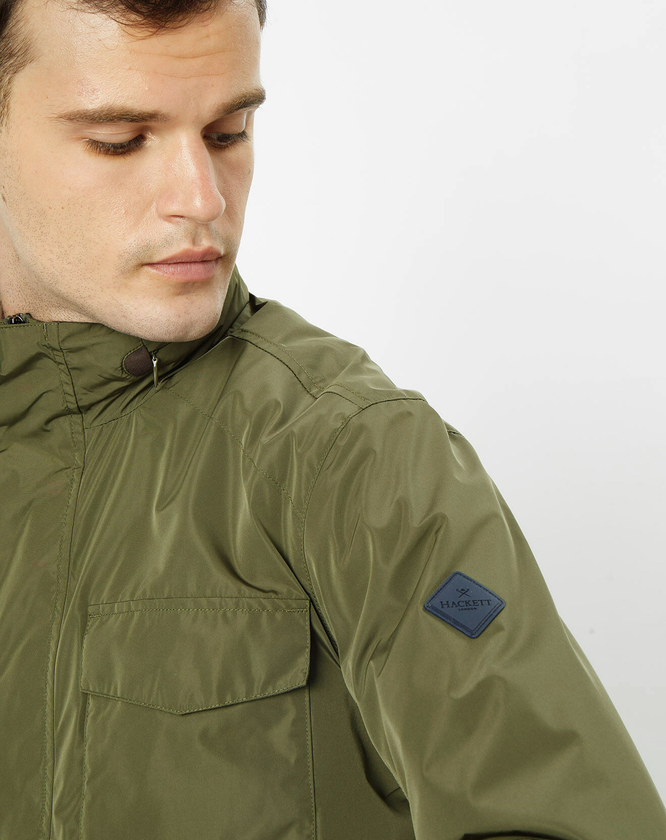 Hackett London Parka légère à capuche kaki
