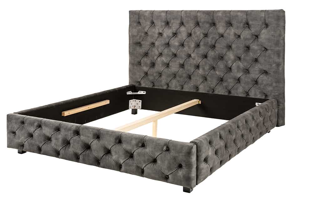 Design Doppelbett PARIS 180x200cm grau Samt Chesterfield