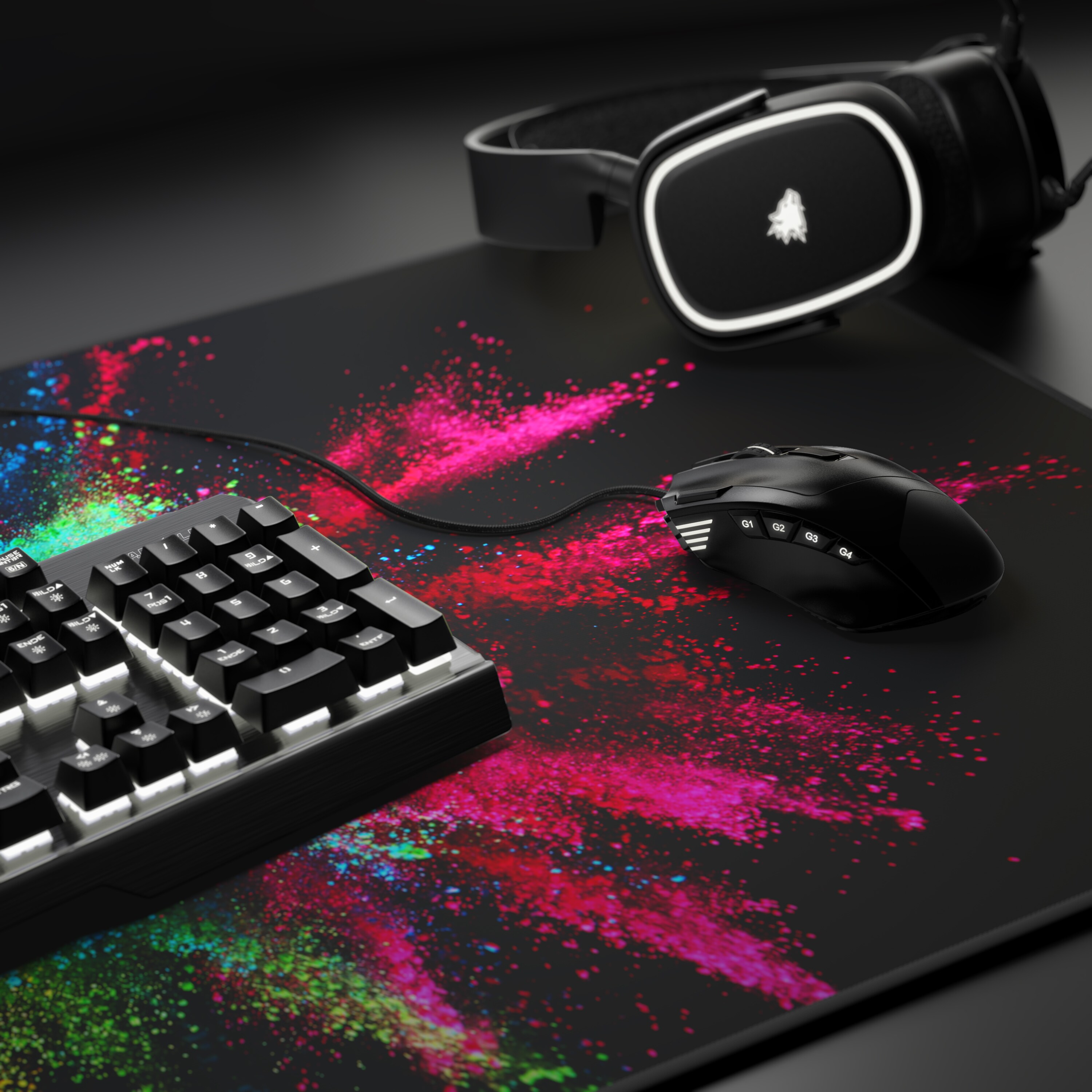 Titanwolf XXL Speed Gaming Mauspad Titanwolf Schwarz 900 x 400mm, XXL Mousepad, Tischunterlage Large Size, verbessert Präzision und Geschwindigkeit