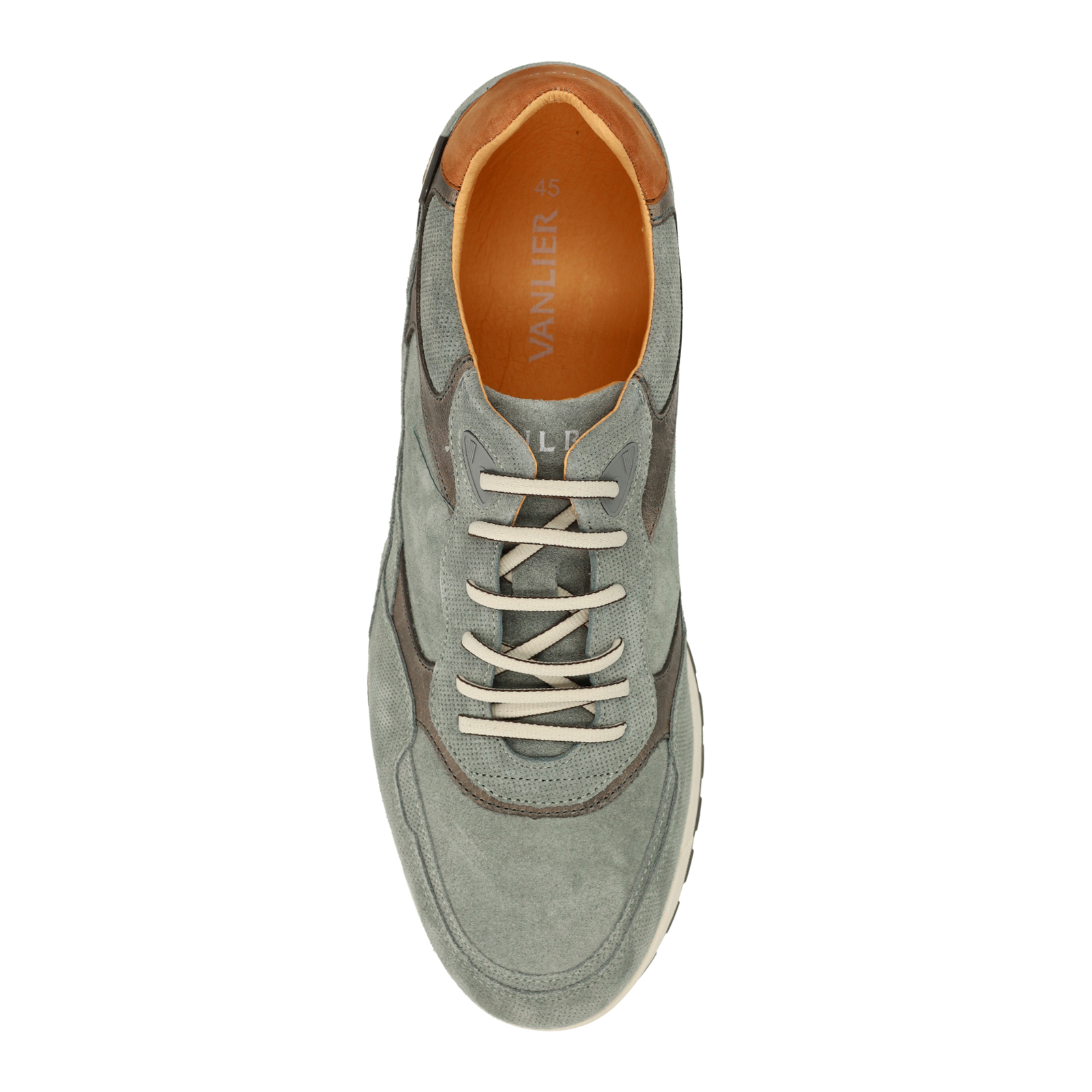 Grijze suède sneakers met leren details