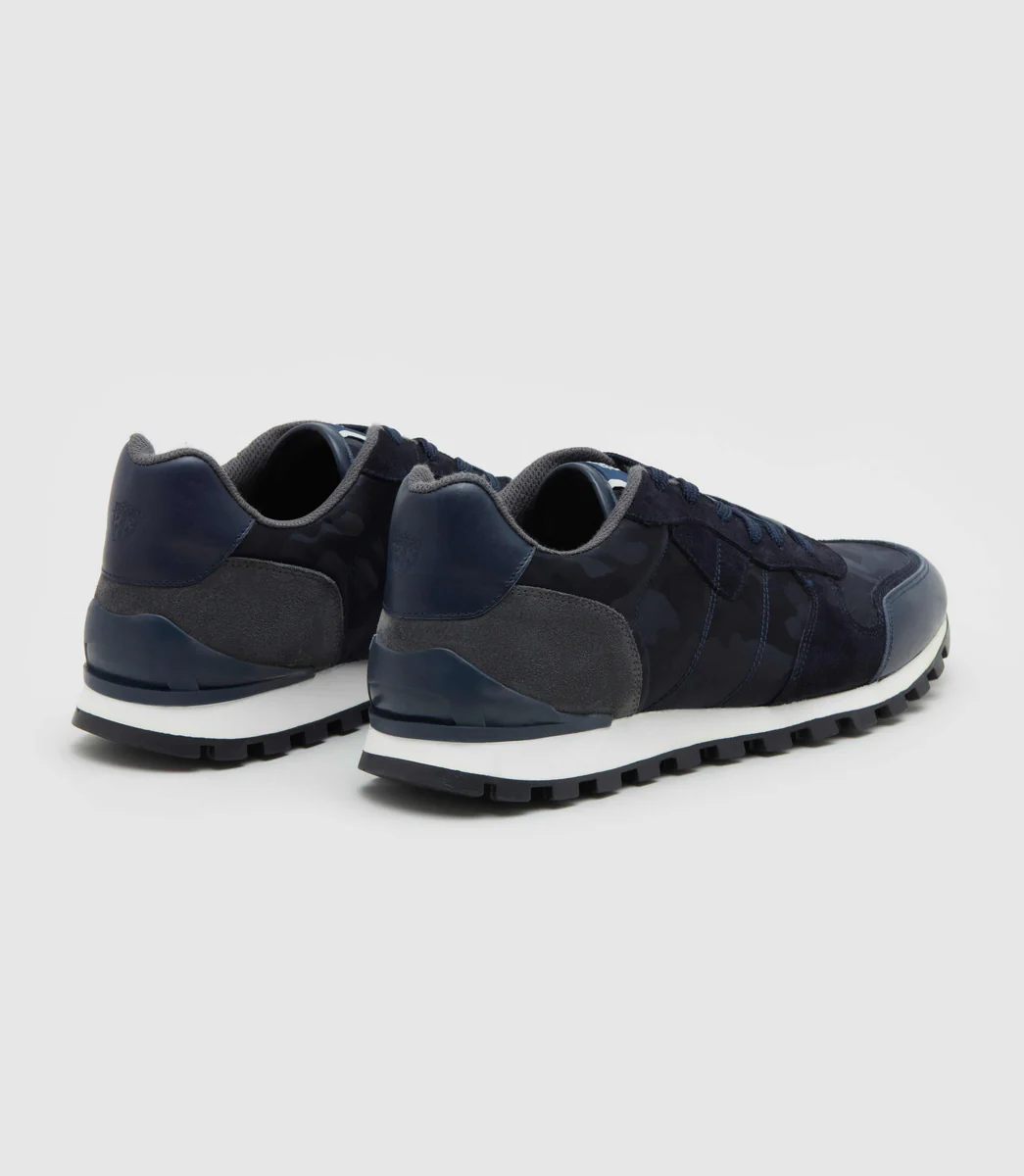Sneakers bi-matière camouflage marine 