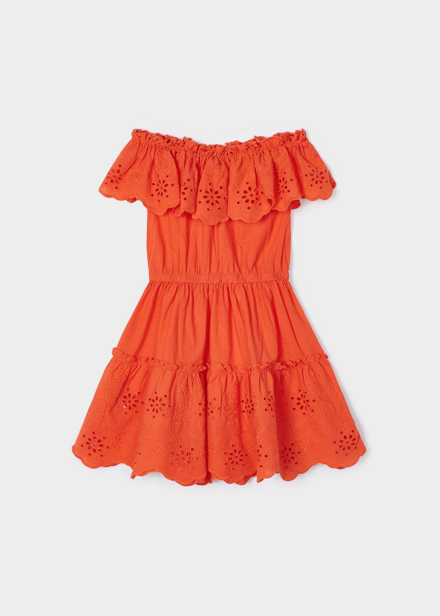 Vestido de algodão com estampa perfurada para meninas