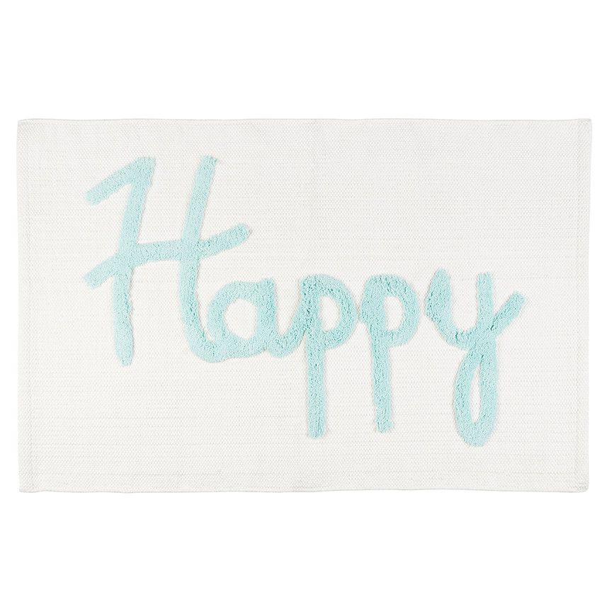 Tapis en coton avec message en bouclette - Bleu