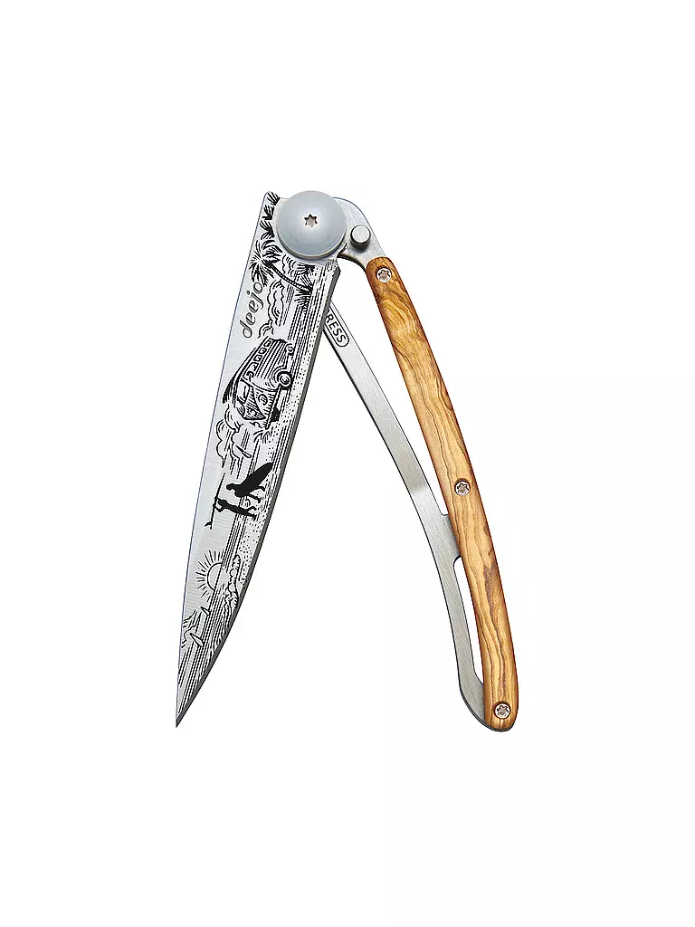DEEJO Taschenmesser Olivenholz Titan VAN LIFE 37G silber