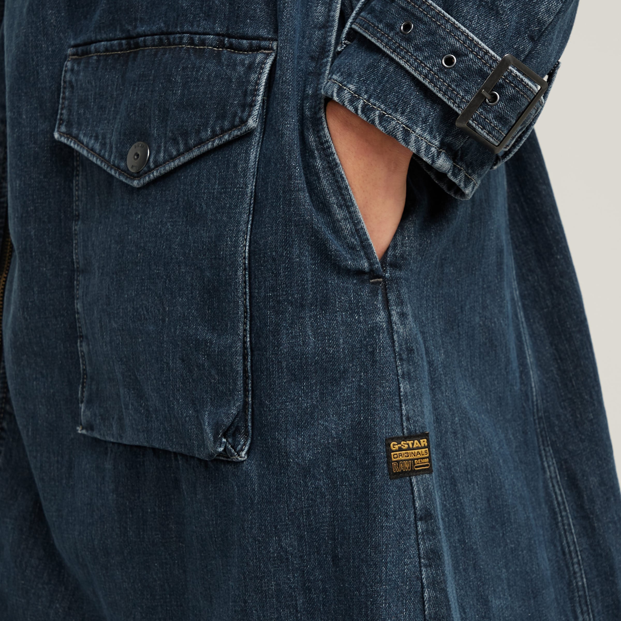 G-STAR Bikerjacke »Long Biker Trench« mit verstellbarem Taillengürtel