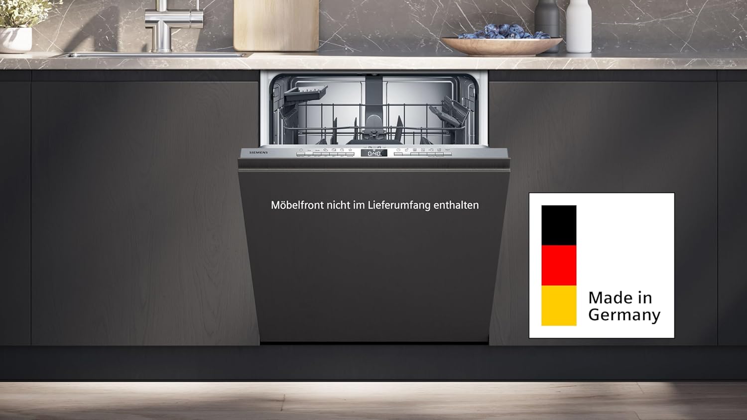 Siemens SN63EX22AE, iQ300 Smarter Geschirrspüler, Vollintegrierte Spülmaschine, 60 cm, XXL Made in Germany, Besteckkorb, Extra leise, varioSpeed, Auto. Türöffnung, Dreifach rackMatic, infoLight