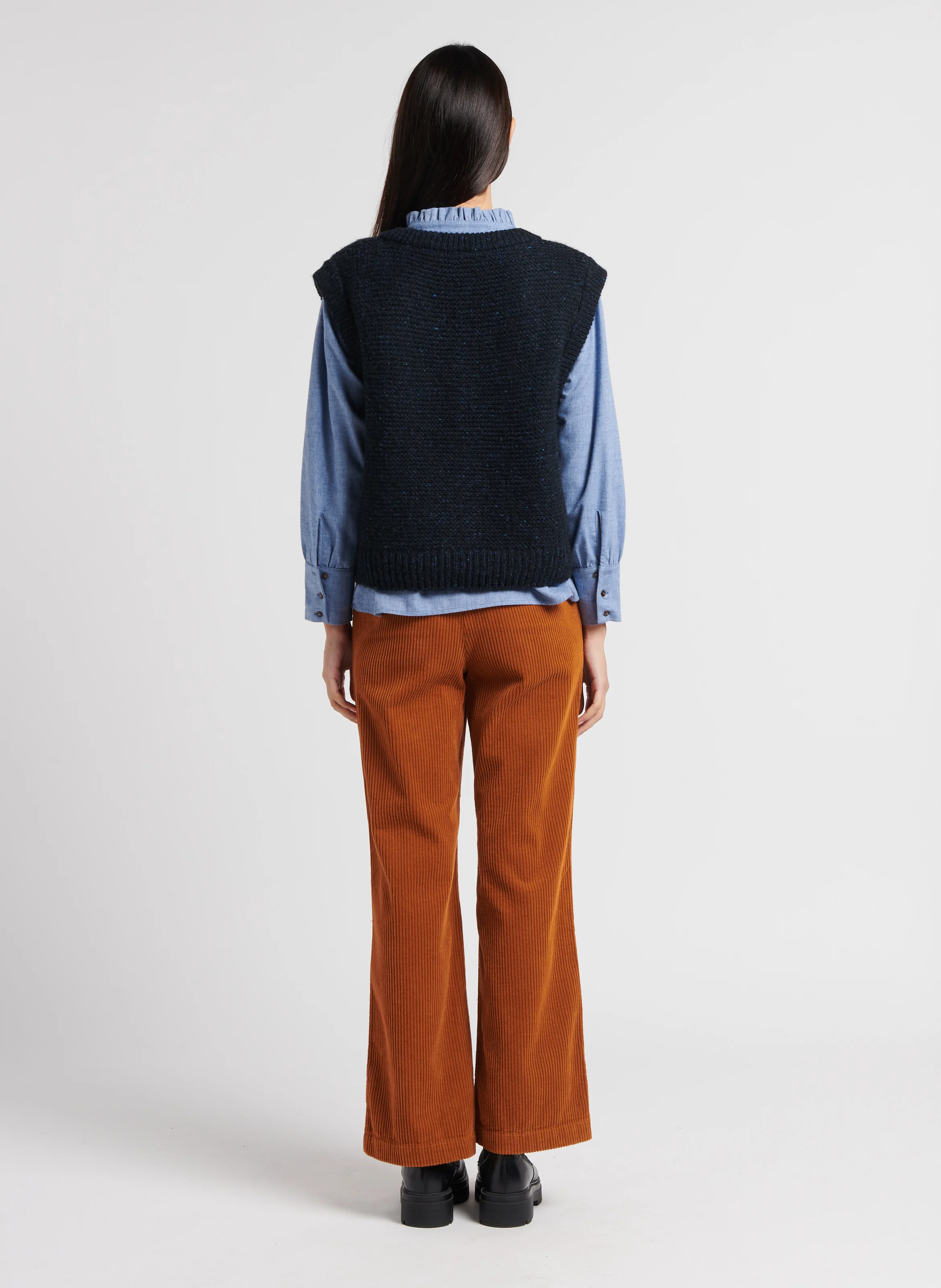 ANELLE - Pantalon en velours côtelé | Marron