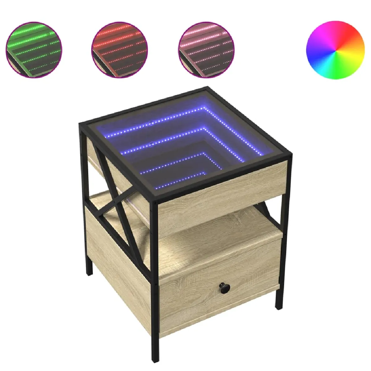 vidaXL Table de chevet LED