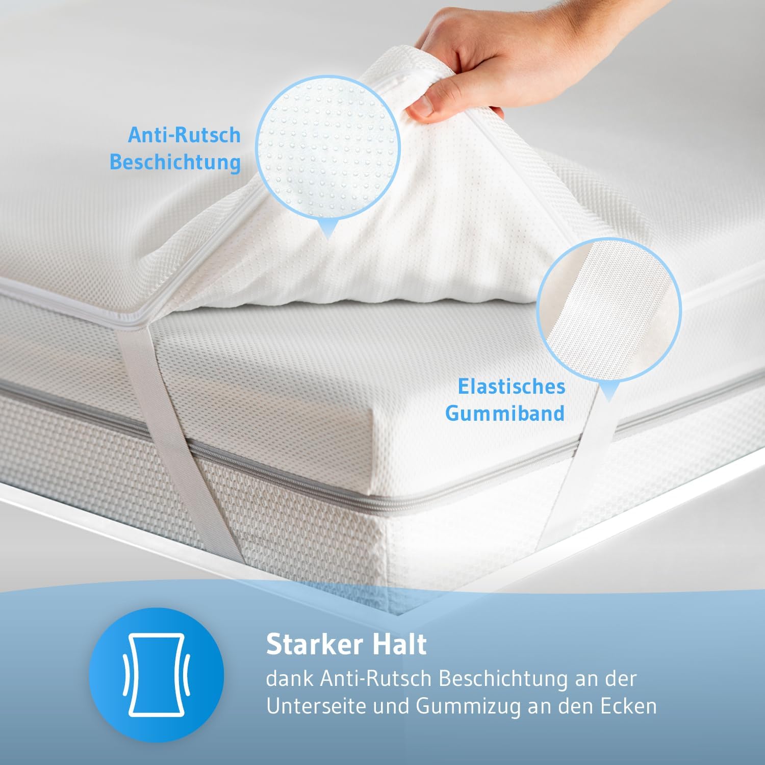 Topper 200x220 AERO, Oekotex Zertifiziert, Memory Foam Matratzentopper 200x220cm, Atmungsaktiver Mesh-Bezug, Gummizug für festen Halt, Designed in Germany, Made in Europe, Matratzen-Auflage mit 5 cm
