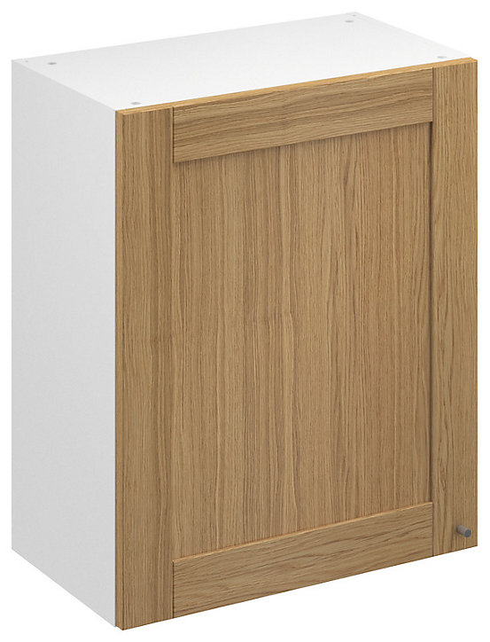 Meuble haut de cuisine avec 1 porte GoodHome Verbena chêne massif L. 60 x H. 72 cm