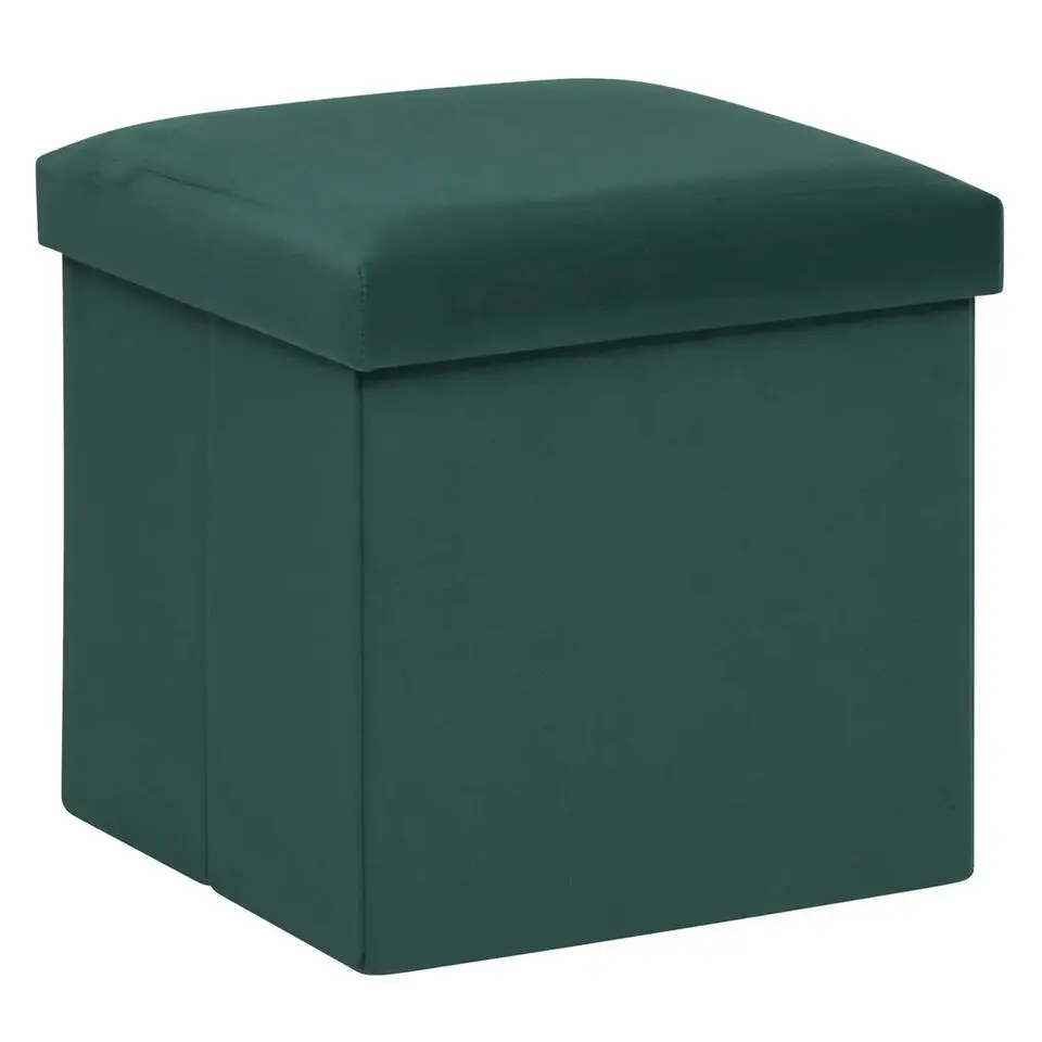 Atmosphera Storage Poef/Hocker - Opvouwbaar - smaragd groen - 38x38 cm