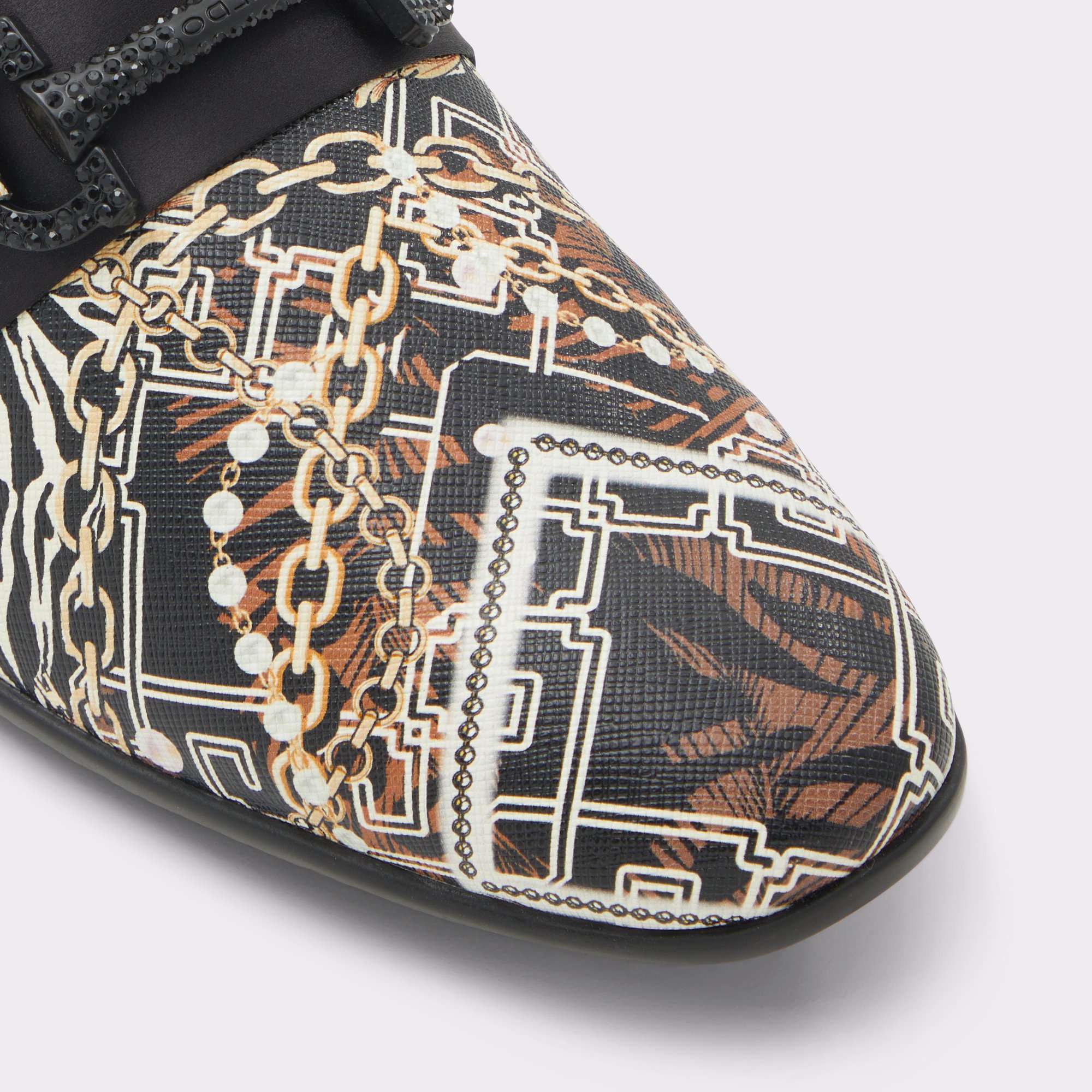 Popluxe Black Leather Print Men Dress Shoes