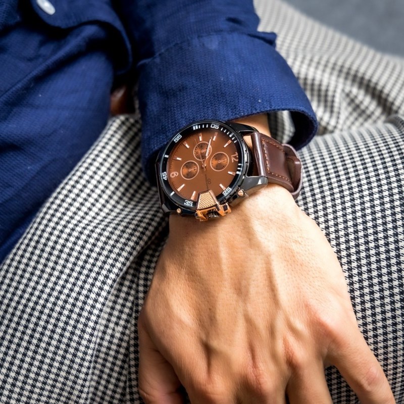 Coffret montre Homme GIORGIO bracelet Cuir Marron