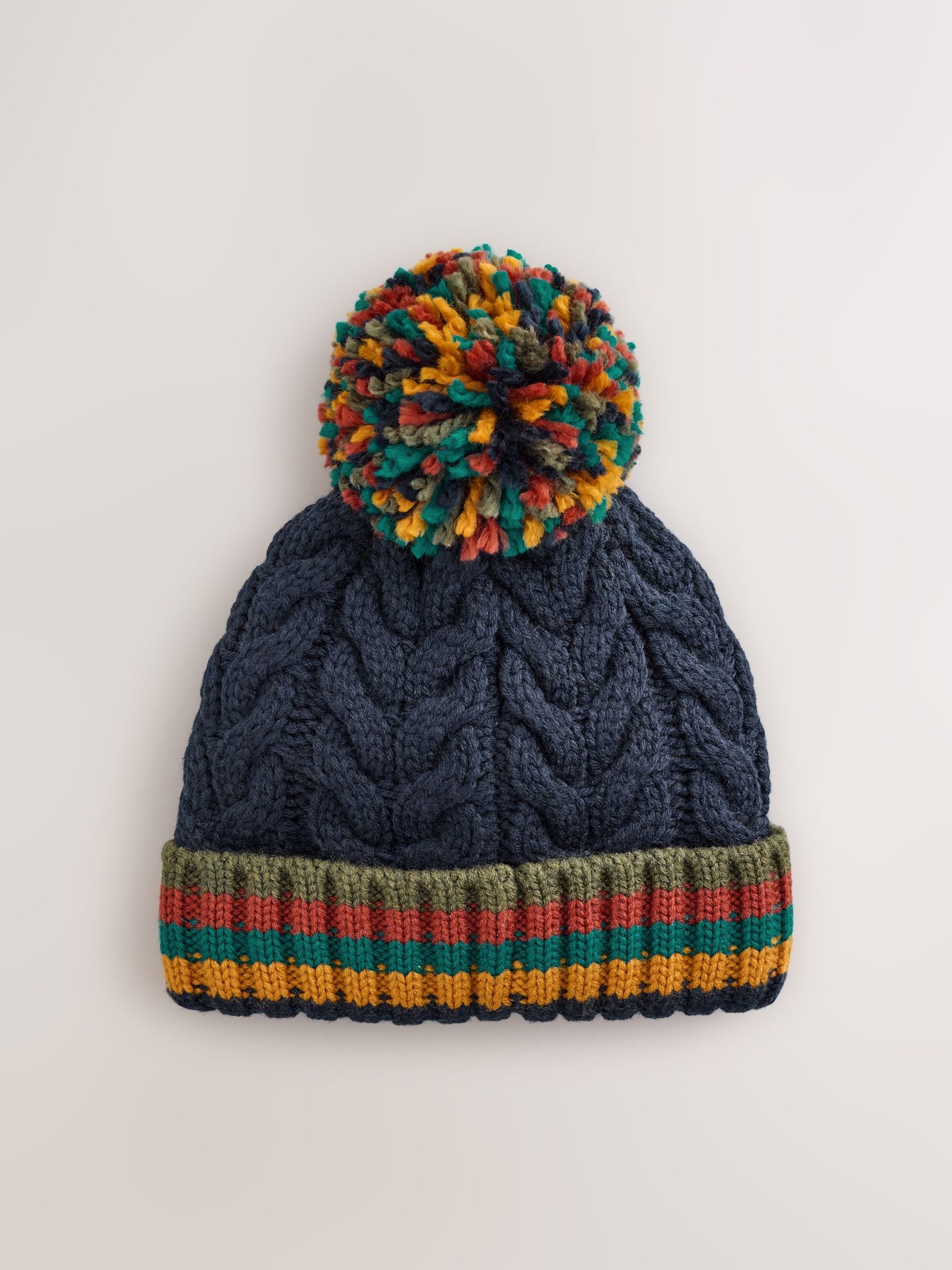 Meerdere strepen - Beanie-muts met pompon (3mnd-10jr)
