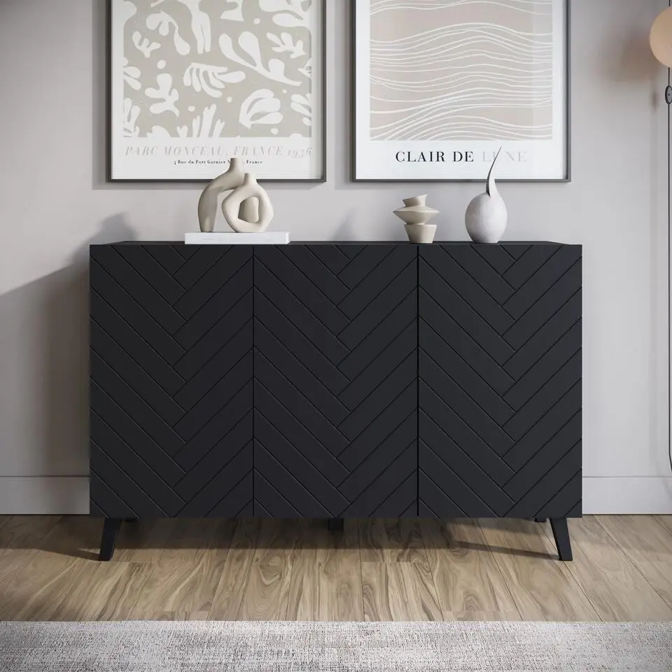 Meubella - Dressoir Pulse 3 - Zwart - 120 cm