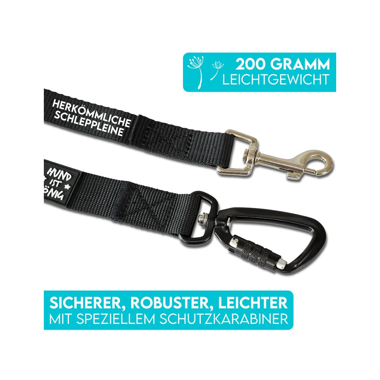 HUND IST KÖNIG ® Hunde Schleppleine mit Sicherheitskarabiner & gepolsterter Handschlaufe 5 m