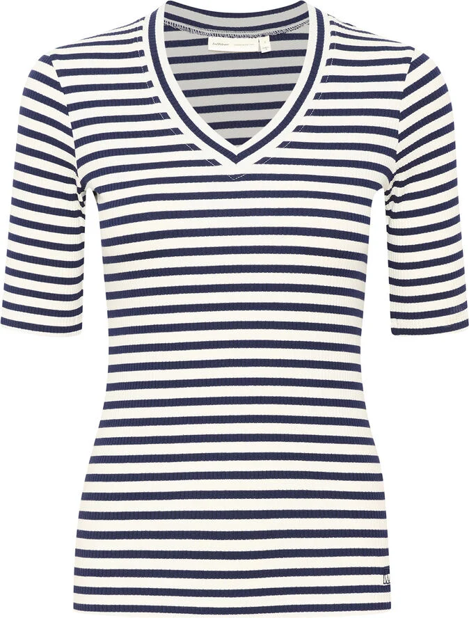 InWear DagnaIW Striped V T-Shirt Whisper white/ midnight magic