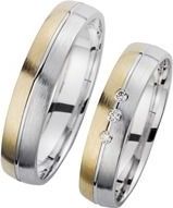 Trouwringen geel en witgoud met Diamanten breedte 4,5 mm
