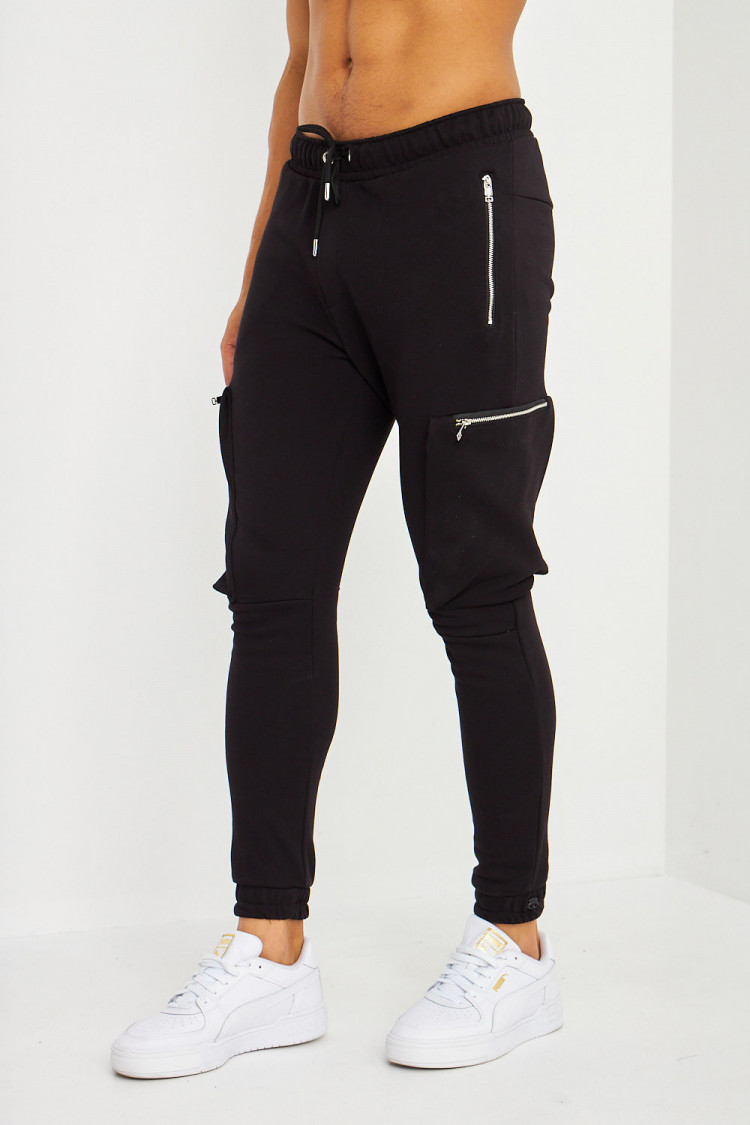 Pantalon de jogging noir à poches cargo