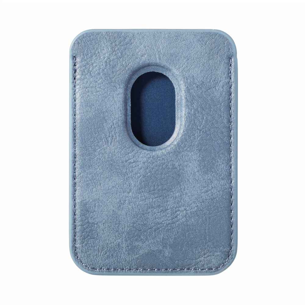 Magnetische MagSafe iPhone Leder Wallet Kreditkarten Halterung in Carbon Optik - Hellblau