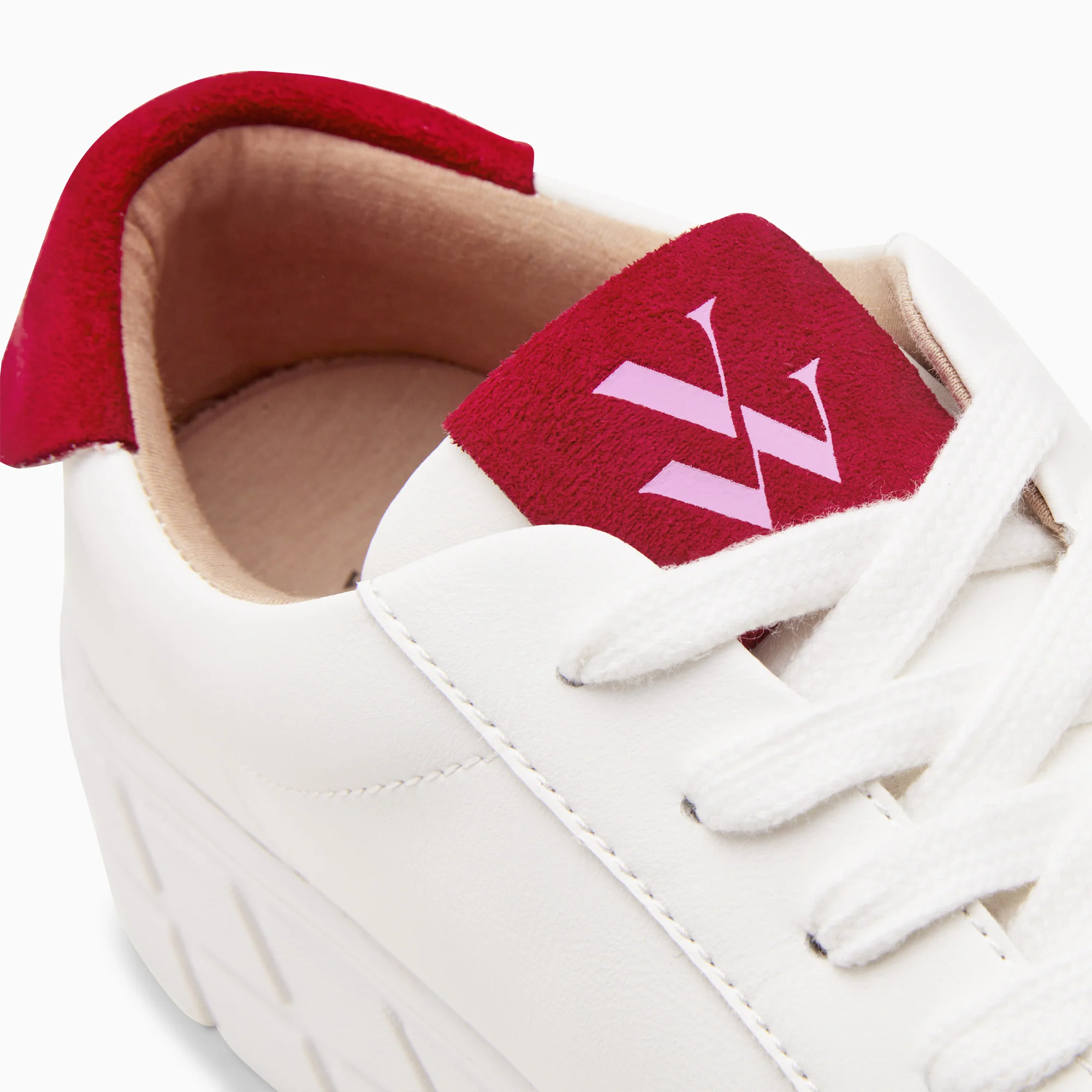 Sneakers-Baskets Meaghan blanc et rouge à plateforme