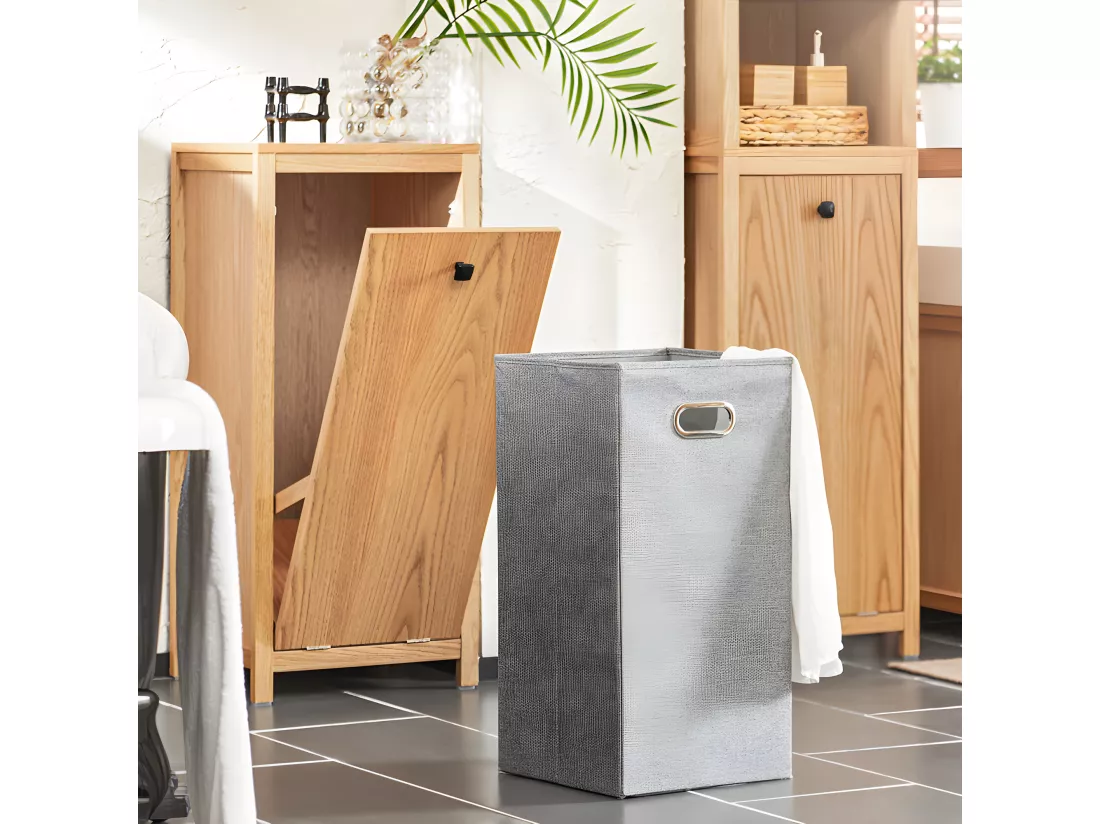 Armoire à linge avec panier à linge pliable avec 1 tiroir Panier à linge, BZR96-N