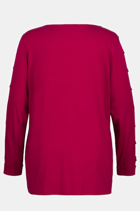 Shirt, Tulpen, Ziersteine, U-Boot-Ausschnitt, Langarm