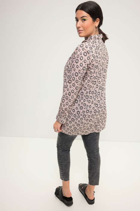 Hemdbluse, Boxy Shape, Sun-Print, Hemdkragen, Langarm