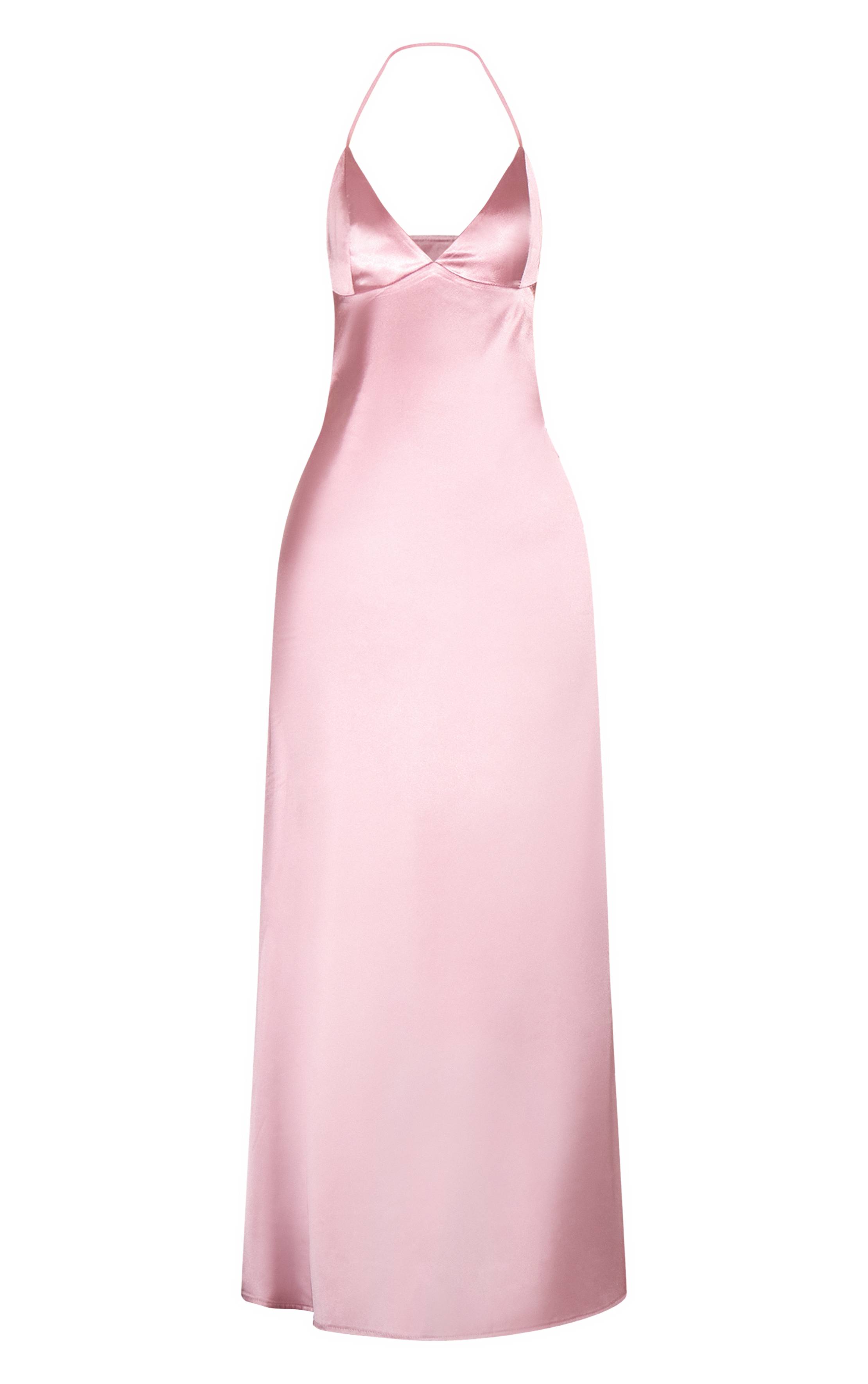 Rose Robe Longue Nuisette Dos Nu En Satin