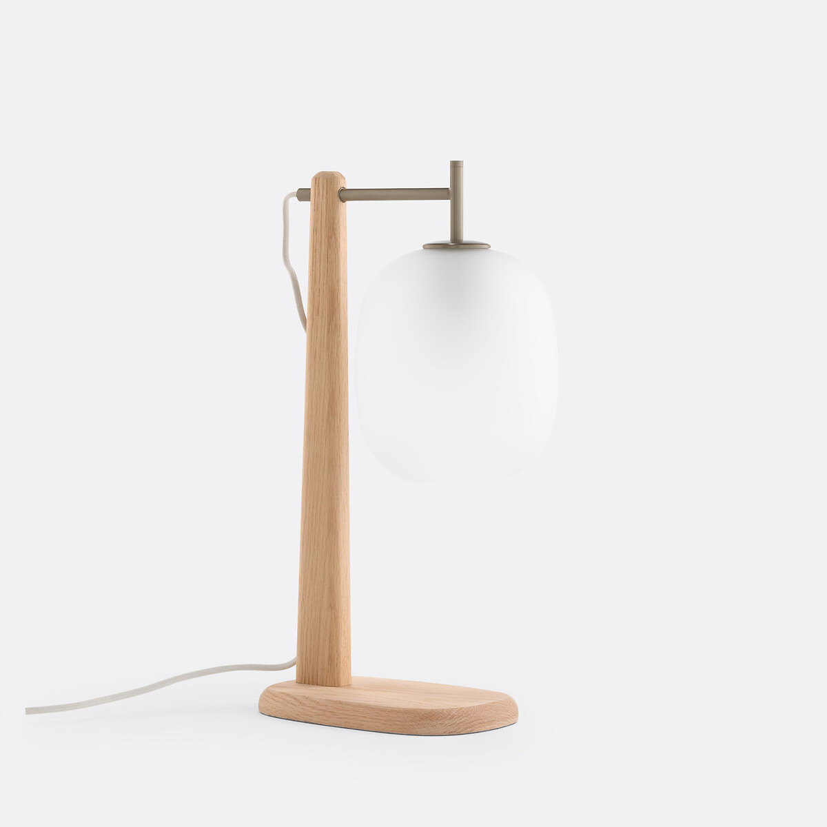 LA REDOUTE INTERIEURS<br>Candeeiro de mesa em carvalho e vidro fosco, Navida