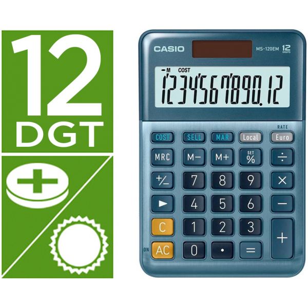 Calculadora Casio de Secretaria MS120EMWEP Azul
