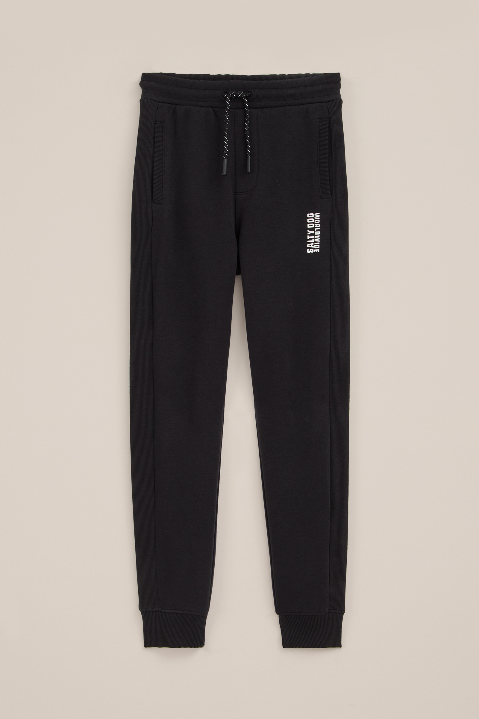 Jongens joggingbroek met  gestructureerde tapedetail Salty Dog Zwart