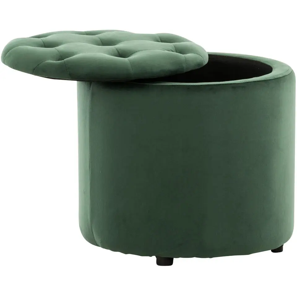 CLP Poef Pantin zwart Frame - Fluweel - groen