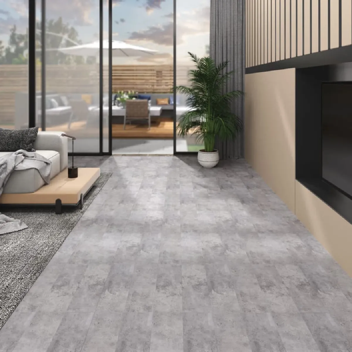vidaXL - Planches PVC non adhésif 5,26 m² - Marron ciment