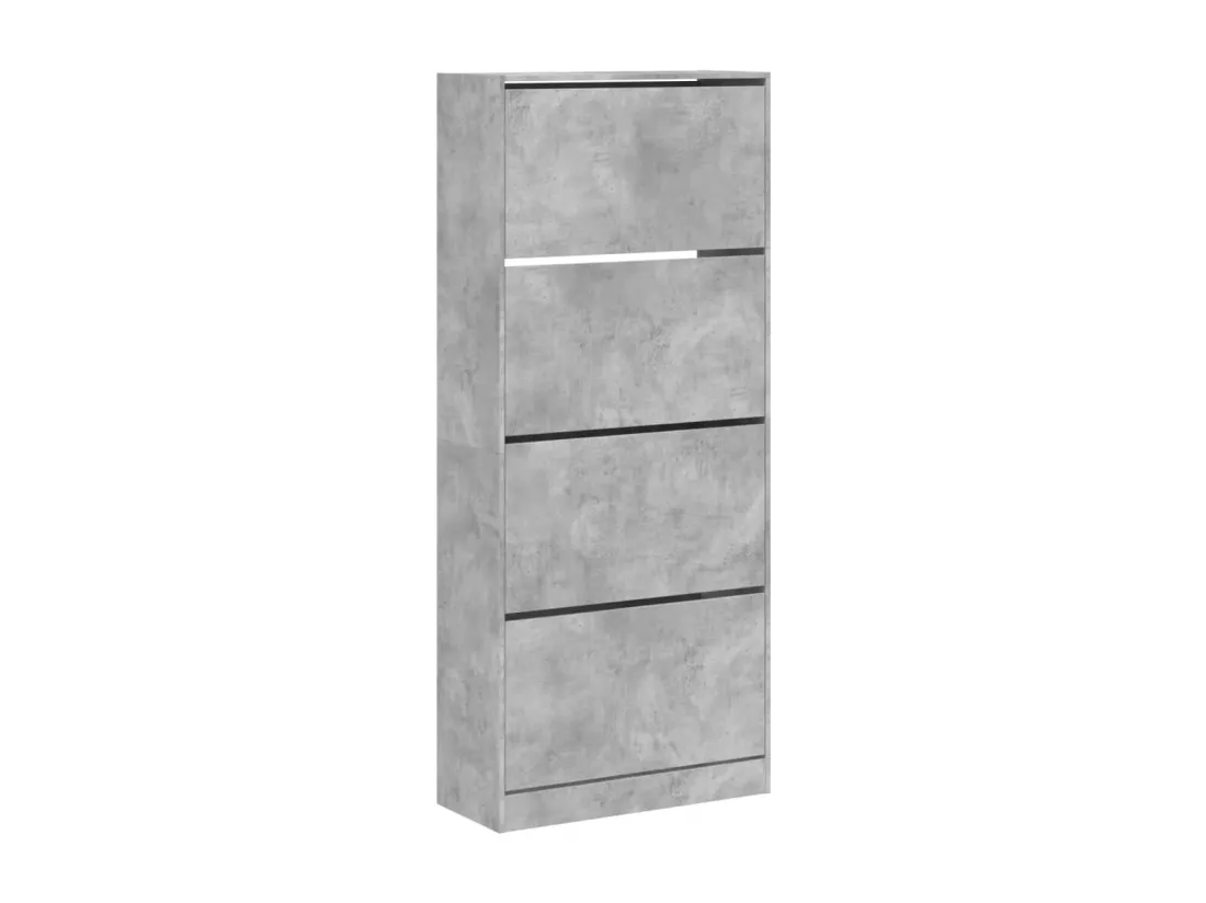 Armoire à chaussures 4 tiroirs rabattables gris béton