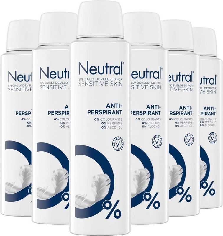 Neutral 0% Parfumvrij Anti-Transpirant Deodorant Spray - 6 x 150 ml - Voordeelverpakking