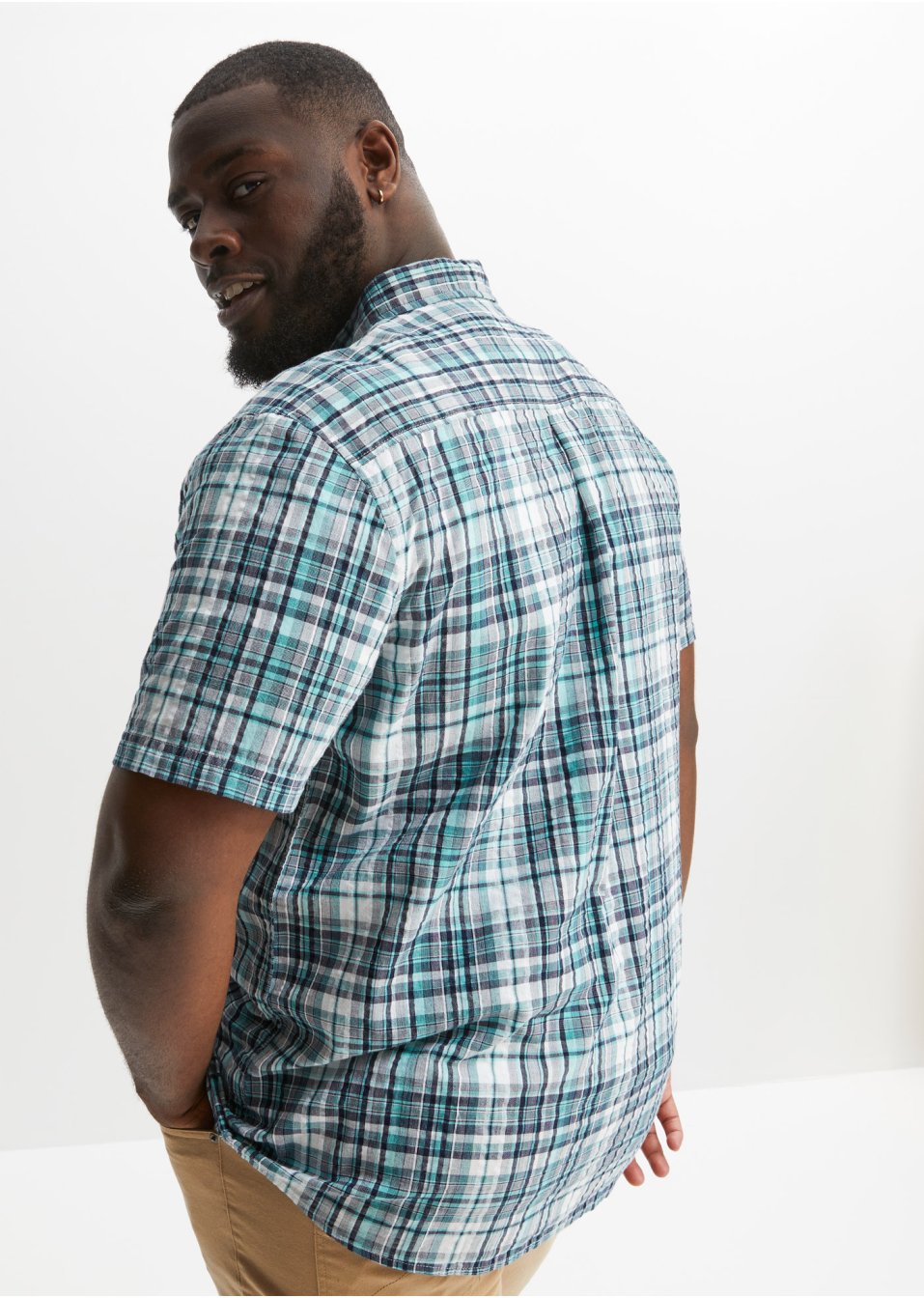 Chemise manches courtes en crépon de coton confort pour le ventre