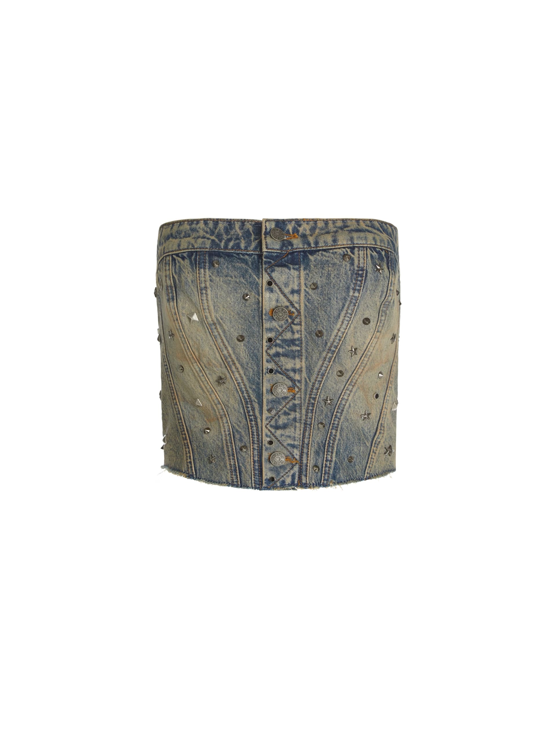 espartilho de jeans bordado