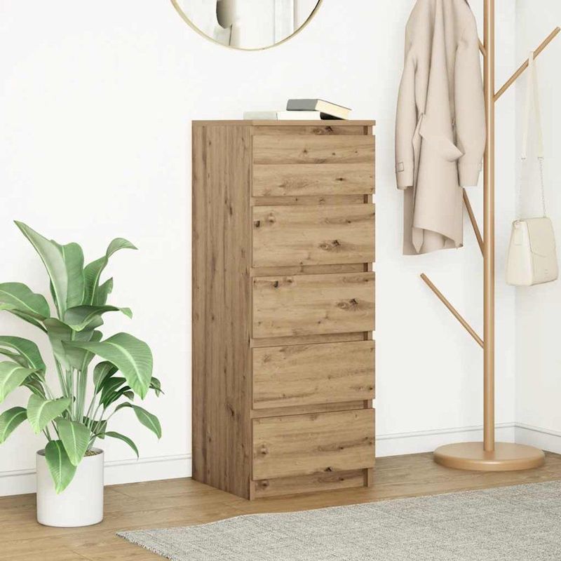 vidaXL - Dressoir - Artisanaal Eikenhout - 37,5x35x99cm - Met Lades