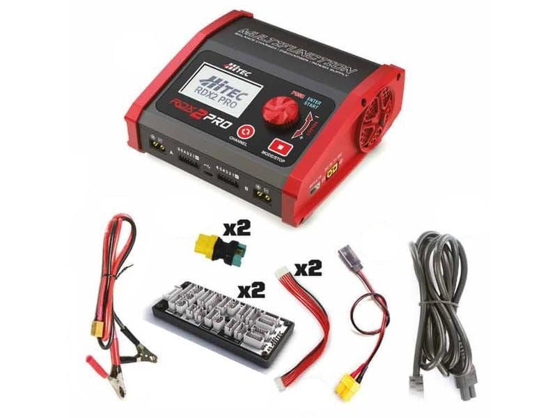 Hitec Dual-Ladegerät RDX 2 Pro Duo AC/DC 6S Universelles Modellbau Ladegerät mit 2 Ausgängen
