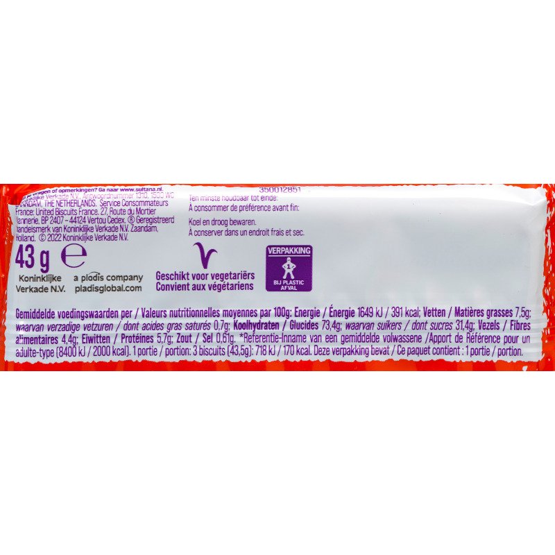 Sultana Fruitbiscuits Naturel x 3 - Étui de 43 g