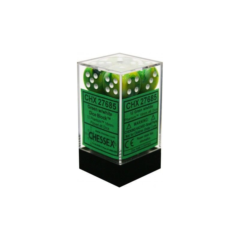 Pack de 12 dés 6 *phantom* vert