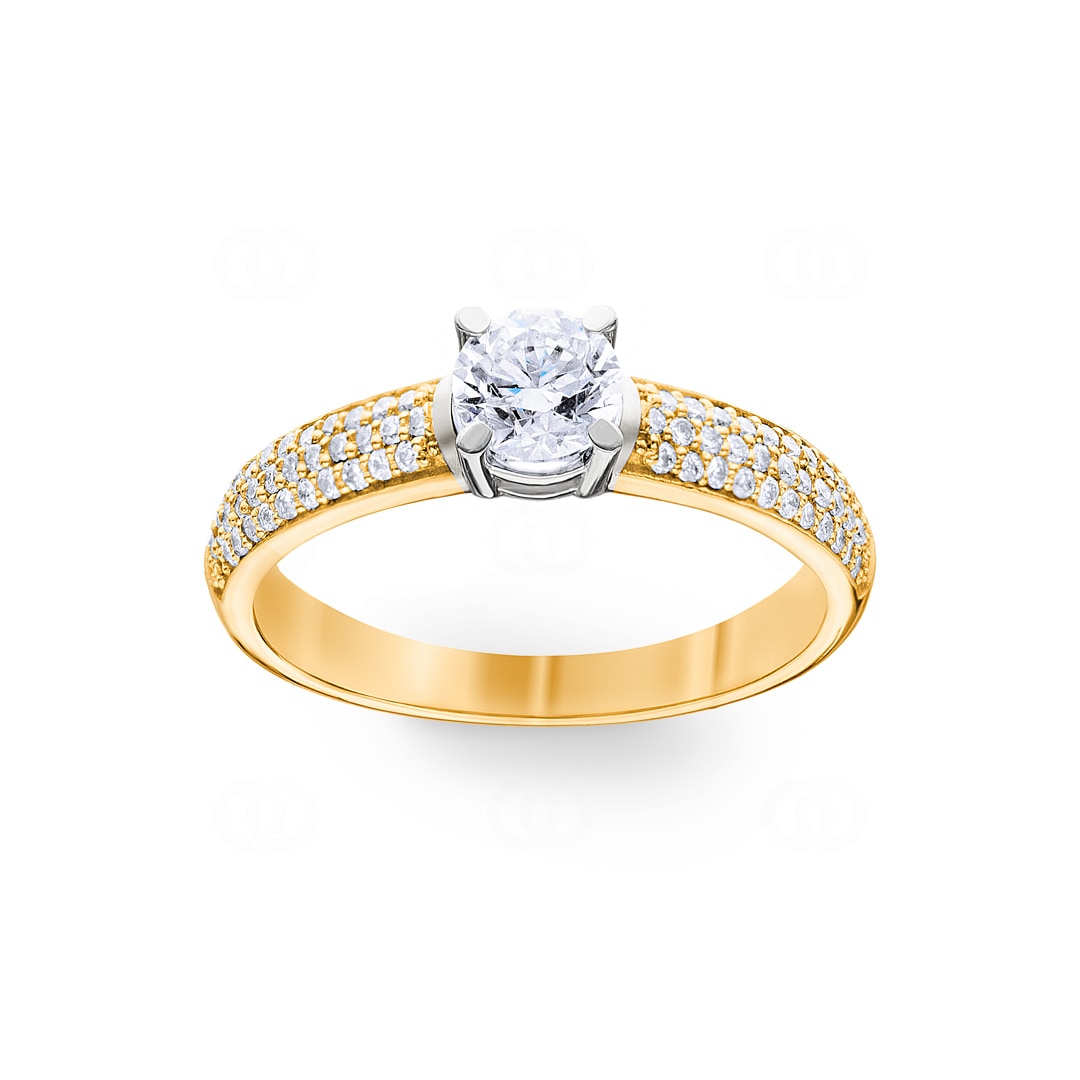Verlobungsring 750/18 K Gelb- / Weissgold mit Diamanten 0.77 ct H/si