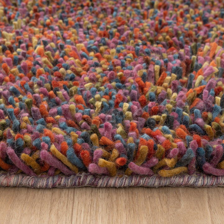 Hoogpolig wollen vloerkleed - Elin Multicolor