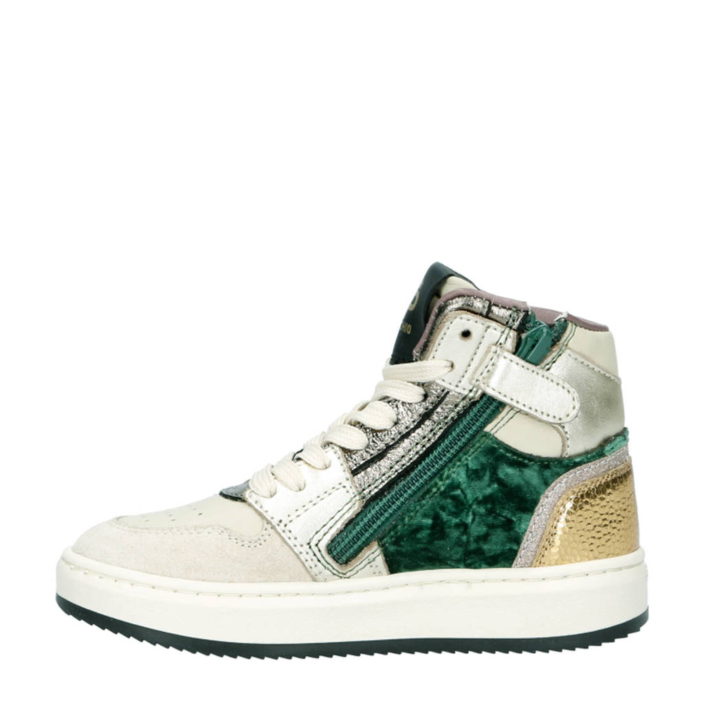 Pinocchio leren sneakers beige/groen