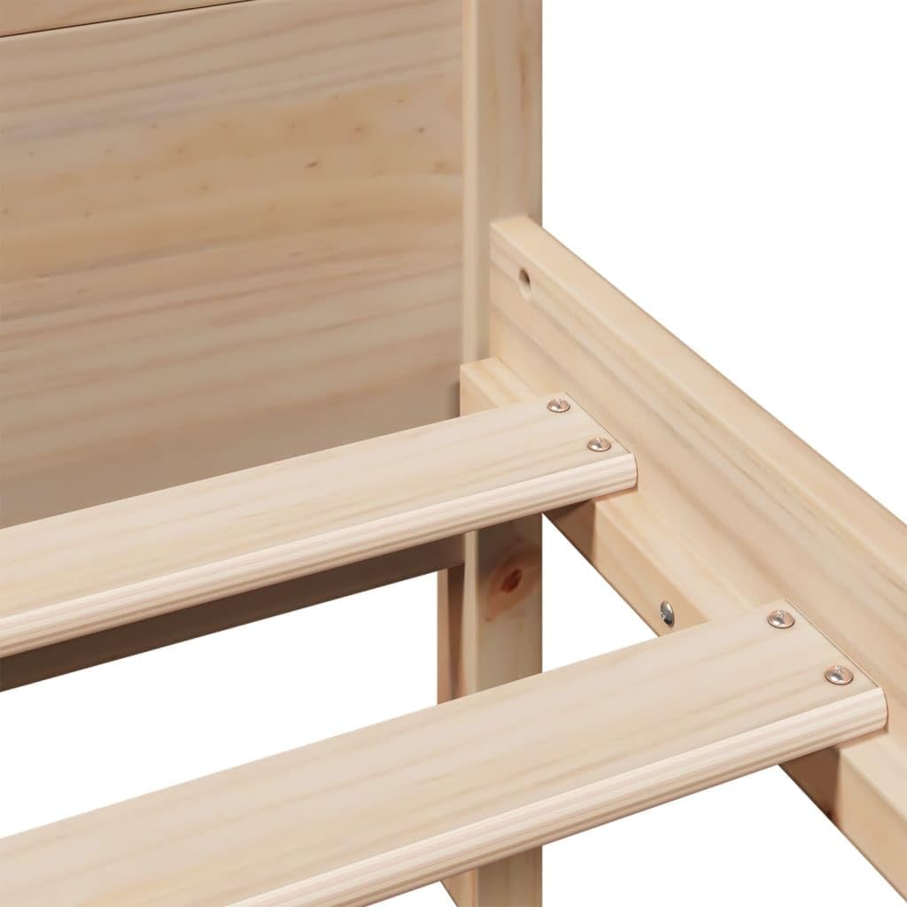 vidaXL Massivholzbett, Holzbett ohne Matratze, Bettgestell mit Kopfteil Lattenrost, Bett Einzelbett für Schlafzimmer, 90x200cm Kiefernholz
