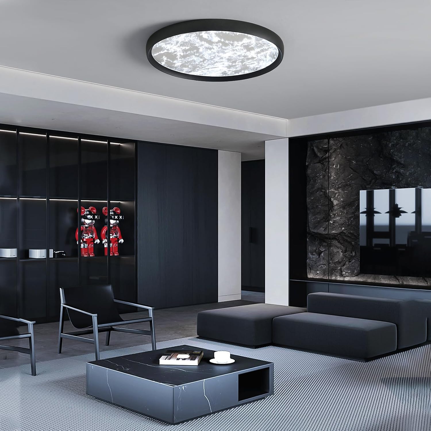 50cm LED Deckenleuchte Flach Dimmbar mit Wolken-Design – Kreative Runde Einbauleuchte, 3000K-6000K, 40W – Moderne Küchenlampe, Wohnzimmerlampe, Badlampe, Flurbeleuchtung, Büro