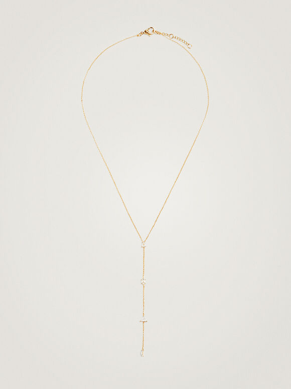 Colar dourado com zircônia - Dourado