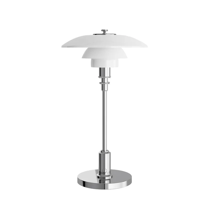Louis Poulsen - PH 2/1 Portable Akku LED-Tischleuchte, Chrom / Opalglas