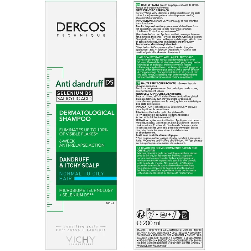 Vichy Dercos Technique Anti-Dandruff Shampoo Normal/Oily Hair 200 ml